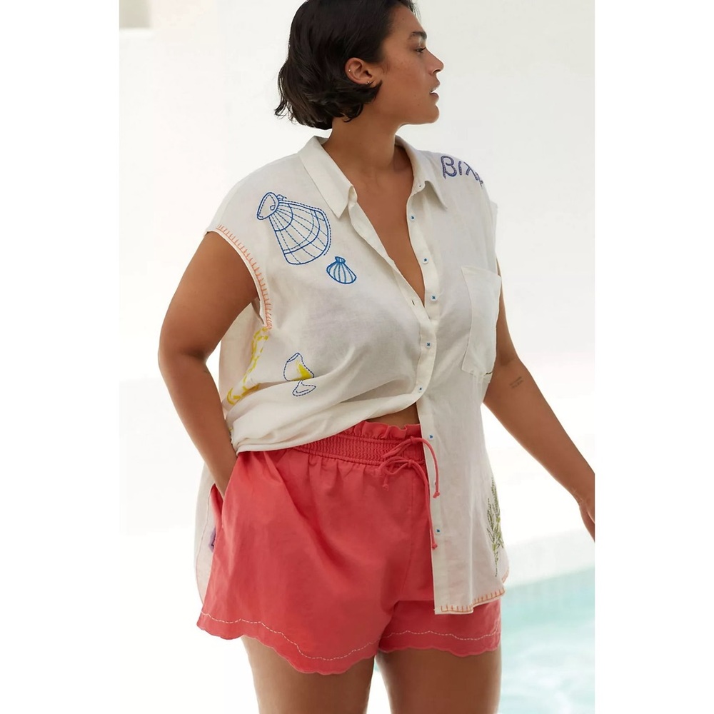 ANTHROPOLOGIE Printed Linen Blouse